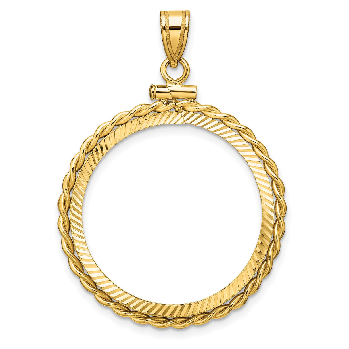 25 mm 14k Yellow Gold coin bezel pendant for Canadian $20 Maple Leaf