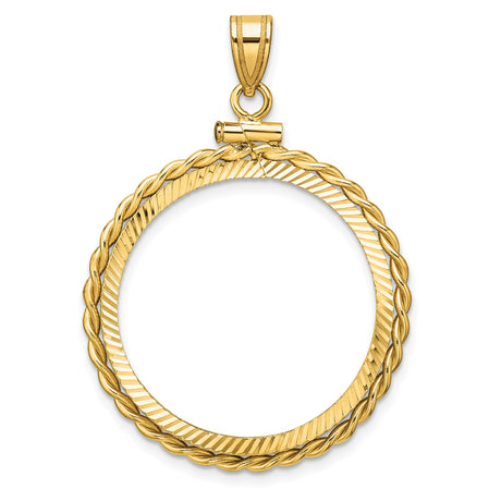 25 mm 14k Yellow Gold coin bezel pendant for Canadian $20 Maple Leaf