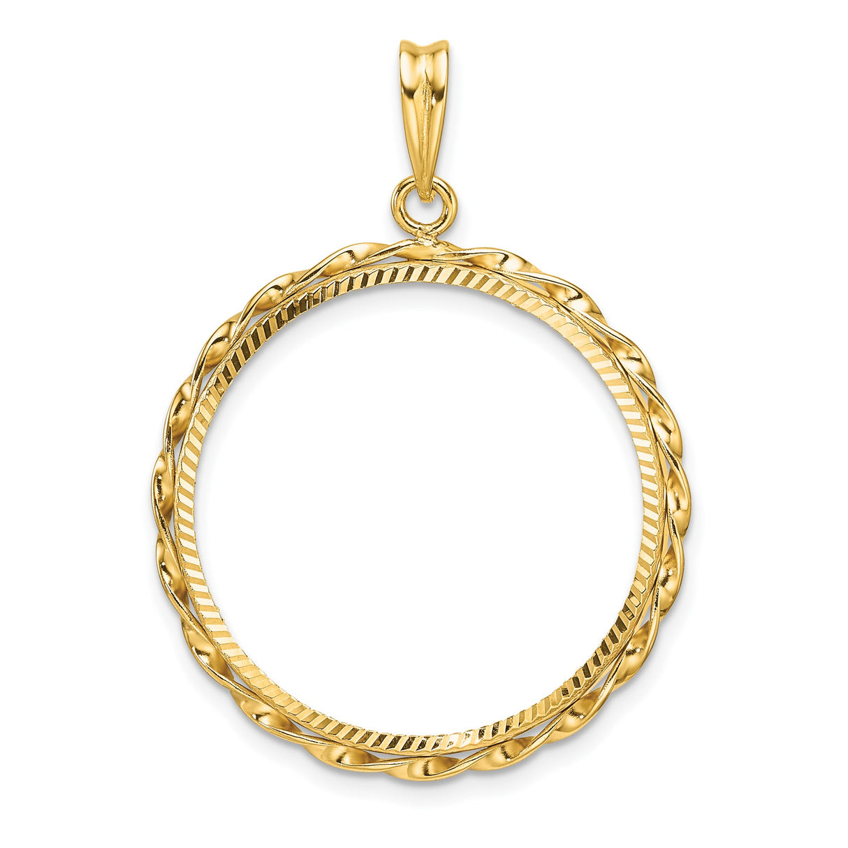25 mm 14k Yellow Gold coin bezel pendant for Canadian $20 Maple Leaf