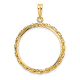 25 mm 14k Yellow Gold coin bezel pendant for Canadian $20 Maple Leaf