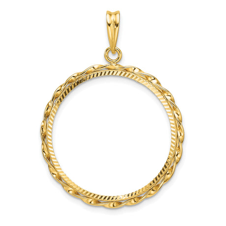 25 mm 14k Yellow Gold coin bezel pendant for Canadian $20 Maple Leaf