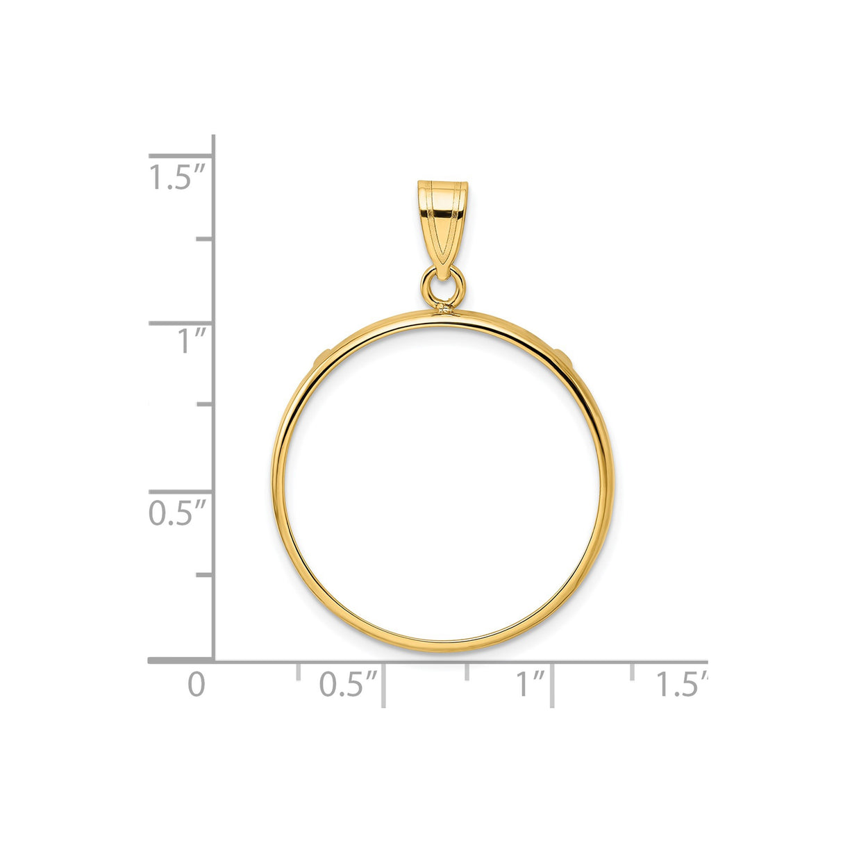 25 mm 14k Yellow Gold coin bezel pendant for Canadian $20 Maple Leaf — size reference (ruler)