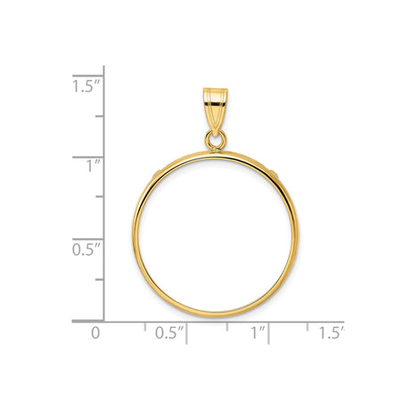 25 mm 14k Yellow Gold coin bezel pendant for Canadian $20 Maple Leaf — size reference (ruler)
