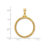 25 mm 14k Yellow Gold coin bezel pendant for Canadian $20 Maple Leaf — size reference (ruler)