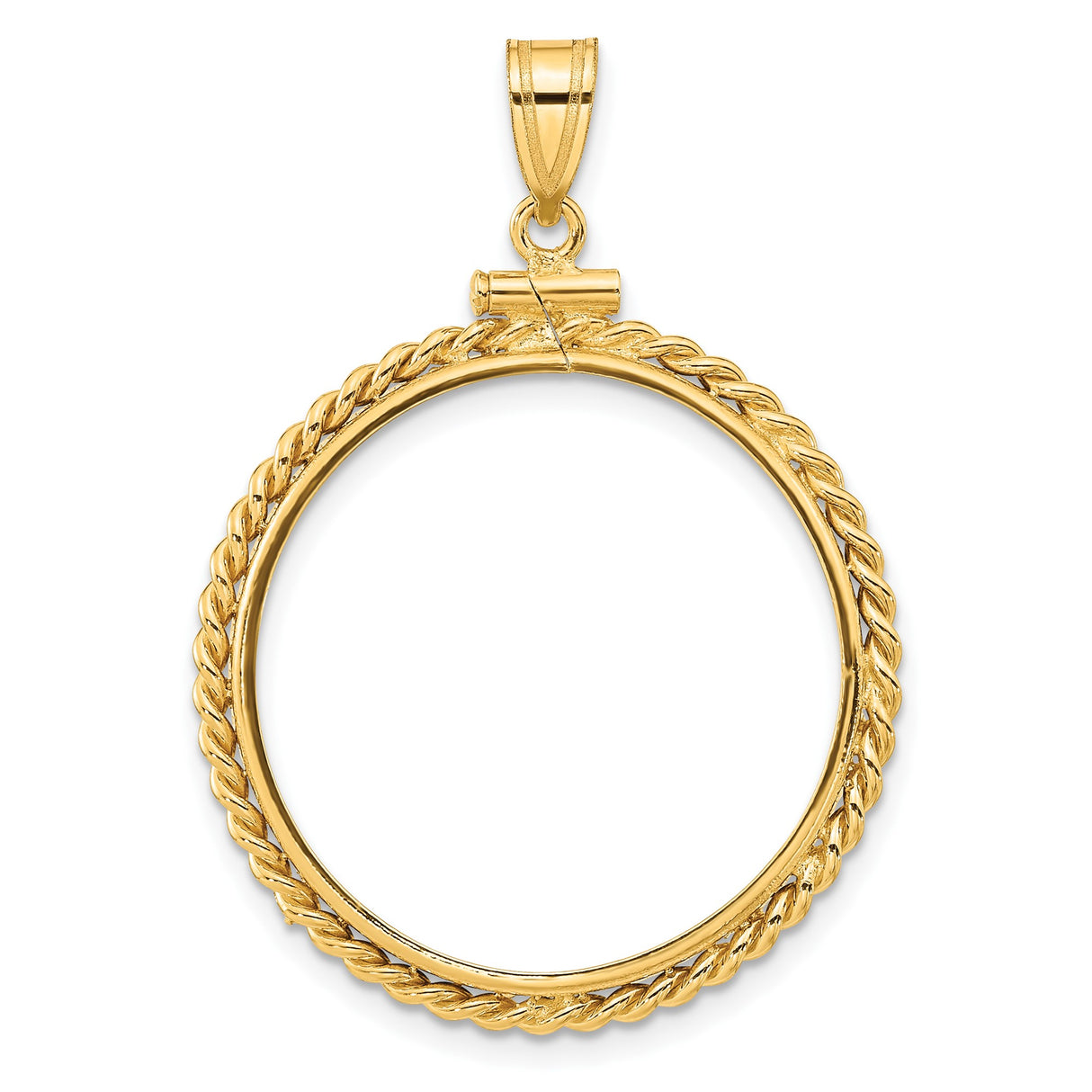 25 mm 14k Yellow Gold coin bezel pendant for Canadian $20 Maple Leaf