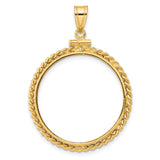 25 mm 14k Yellow Gold coin bezel pendant for Canadian $20 Maple Leaf