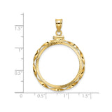 25 mm 14k Yellow Gold coin bezel pendant for Canadian $20 Maple Leaf — size reference (ruler)