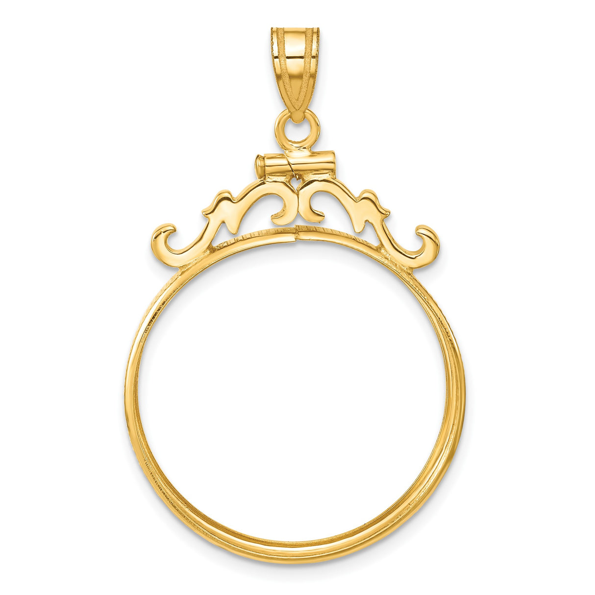 25 mm 14k Yellow Gold coin bezel pendant for Canadian $20 Maple Leaf