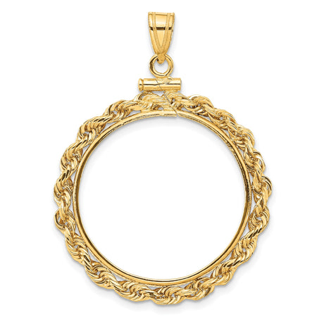 25 mm 14k Yellow Gold coin bezel pendant for Canadian $20 Maple Leaf