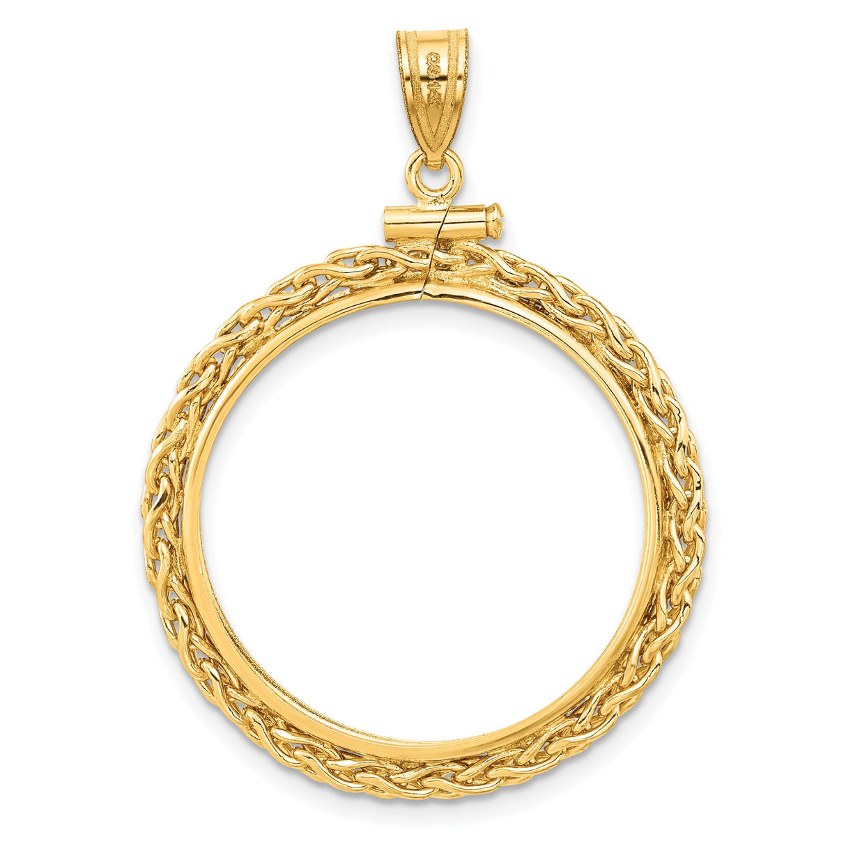 25 mm 14k Yellow Gold coin bezel pendant for Canadian $20 Maple Leaf — additional image