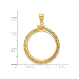 25 mm 14k Yellow Gold coin bezel pendant for Canadian $20 Maple Leaf — size reference (ruler)