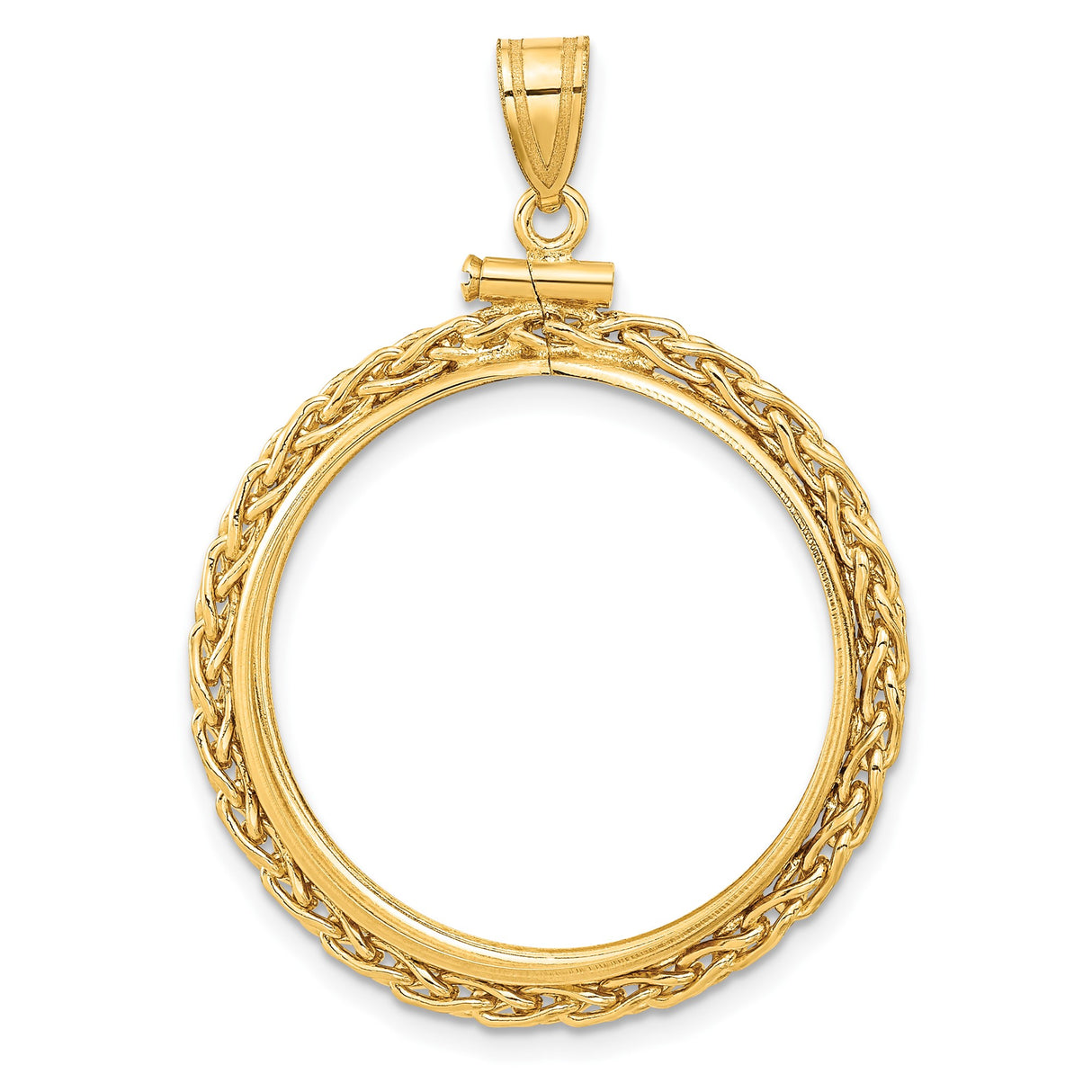25 mm 14k Yellow Gold coin bezel pendant for Canadian $20 Maple Leaf
