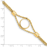 14 mm 14k Yellow Gold coin bezel bracelet for Canadian $1 Maple Leaf — size reference (ruler)