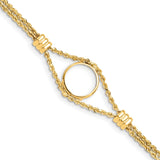 14 mm 14k Yellow Gold coin bezel bracelet for Canadian $1 Maple Leaf