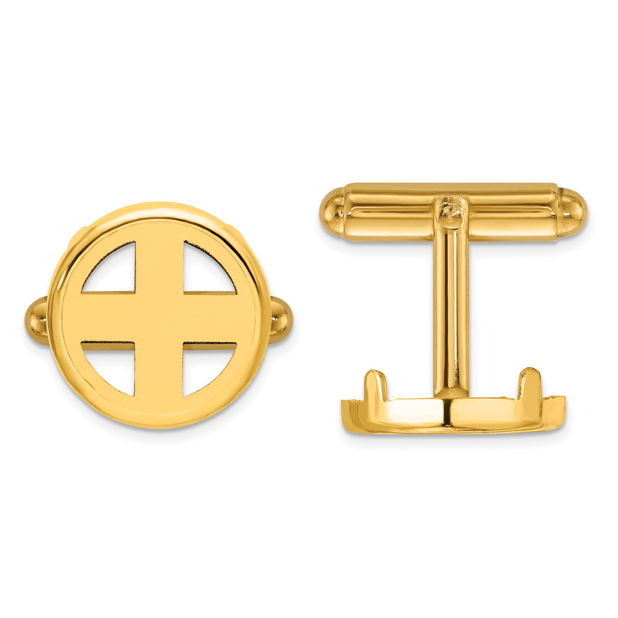 14 mm 14k Yellow Gold coin bezel cuff links for Canadian $1 Maple Leaf