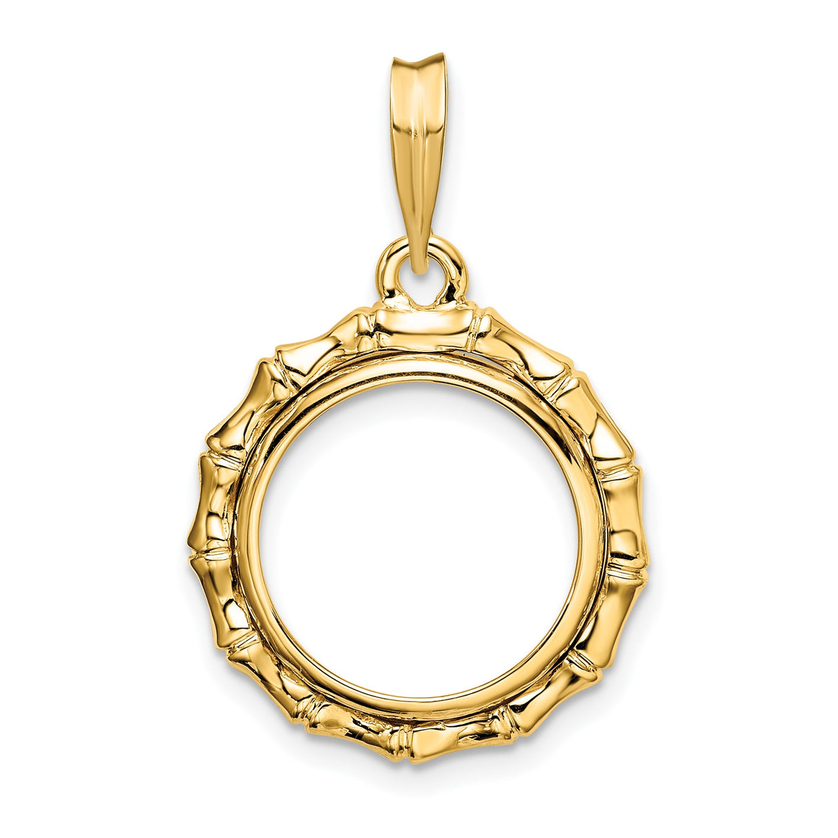 14 mm 14k Yellow Gold coin bezel pendant for Canadian $1 Maple Leaf