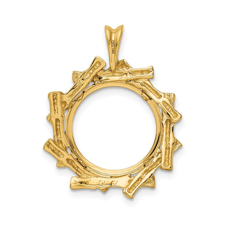 14 mm 14k Yellow Gold coin bezel pendant for Canadian $1 Maple Leaf — additional image