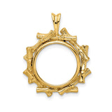 14 mm 14k Yellow Gold coin bezel pendant for Canadian $1 Maple Leaf
