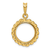 14 mm 14k Yellow Gold coin bezel pendant for Canadian $1 Maple Leaf