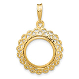 14 mm 14k Yellow Gold coin bezel pendant for Canadian $1 Maple Leaf