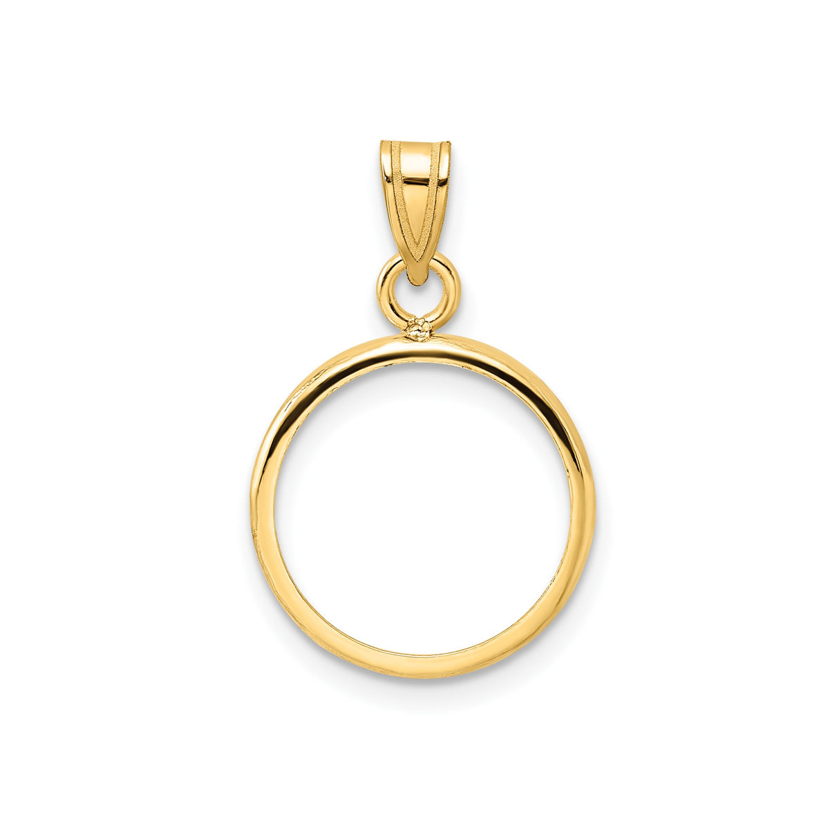 14 mm 10k Yellow Gold coin bezel pendant for Canadian $1 Maple Leaf