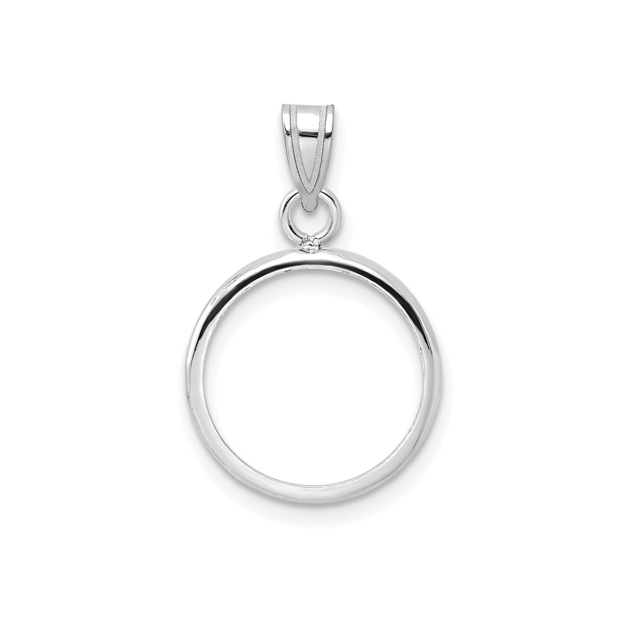 14 mm 14k White Gold coin bezel pendant for Canadian $1 Maple Leaf