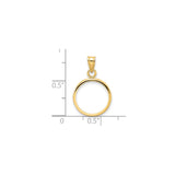 14 mm 14k Yellow Gold coin bezel pendant for Canadian $1 Maple Leaf — size reference (ruler)