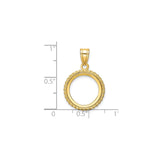 14 mm 14k Yellow Gold coin bezel pendant for Canadian $1 Maple Leaf — size reference (ruler)