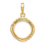14 mm 14k Yellow Gold coin bezel pendant for Canadian $1 Maple Leaf