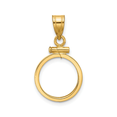 14 mm 14k Yellow Gold coin bezel pendant for Canadian $1 Maple Leaf