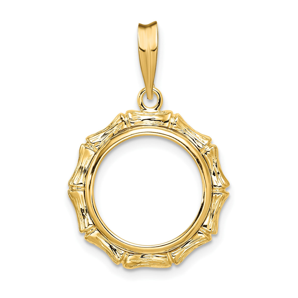 14 mm 14k Yellow Gold coin bezel pendant for Canadian $1 Maple Leaf
