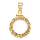 14 mm 14k Yellow Gold coin bezel pendant for Canadian $1 Maple Leaf