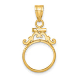 14 mm 14k Yellow Gold coin bezel pendant for Canadian $1 Maple Leaf