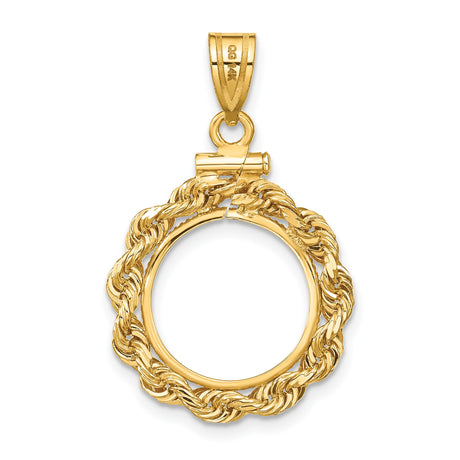 14 mm 14k Yellow Gold coin bezel pendant for Canadian $1 Maple Leaf — additional image