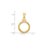 14 mm 14k Yellow Gold coin bezel pendant for Canadian $1 Maple Leaf — size reference (ruler)