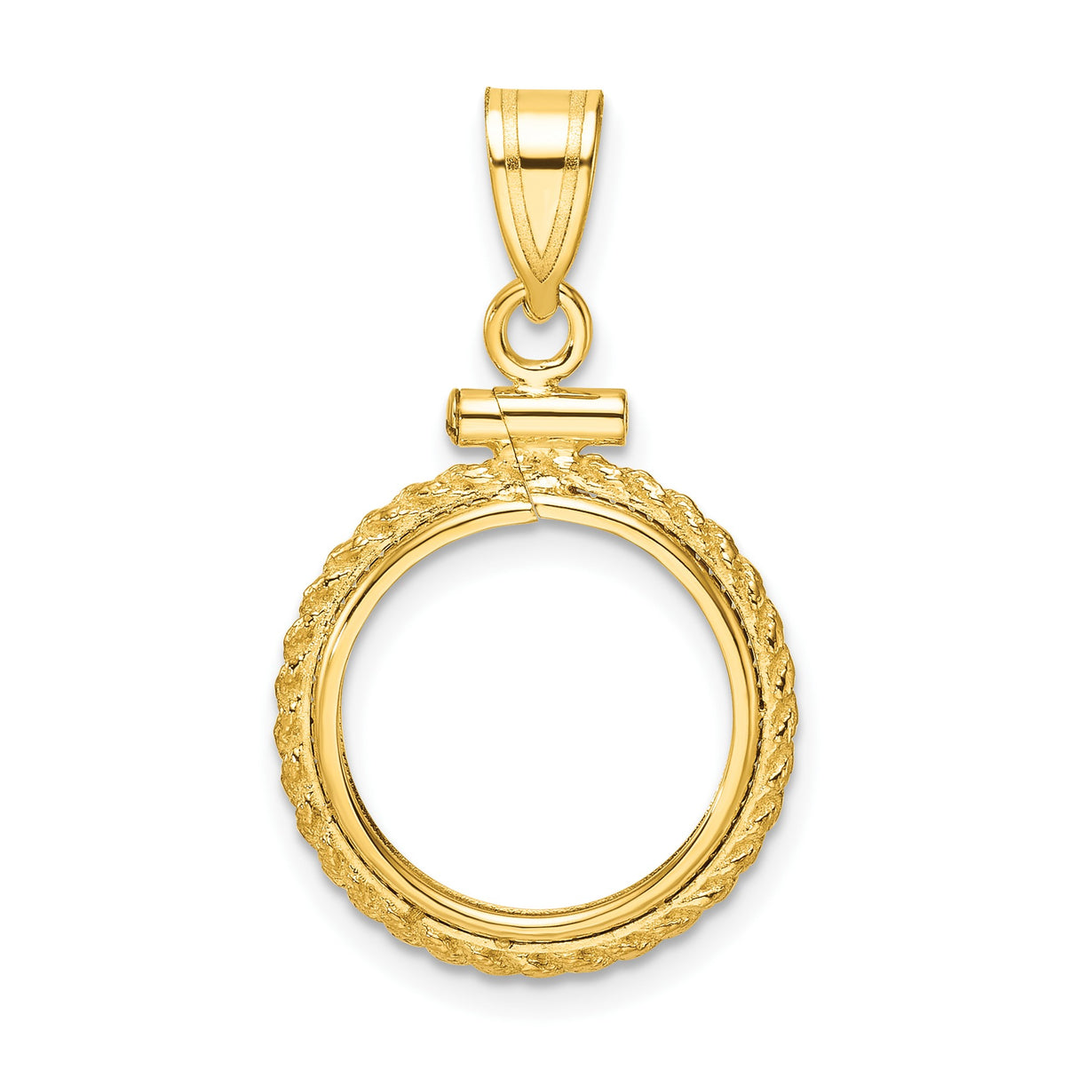 14 mm 14k Yellow Gold coin bezel pendant for Canadian $1 Maple Leaf