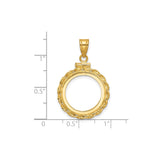 14 mm 14k Yellow Gold coin bezel pendant for Canadian $1 Maple Leaf — size reference (ruler)
