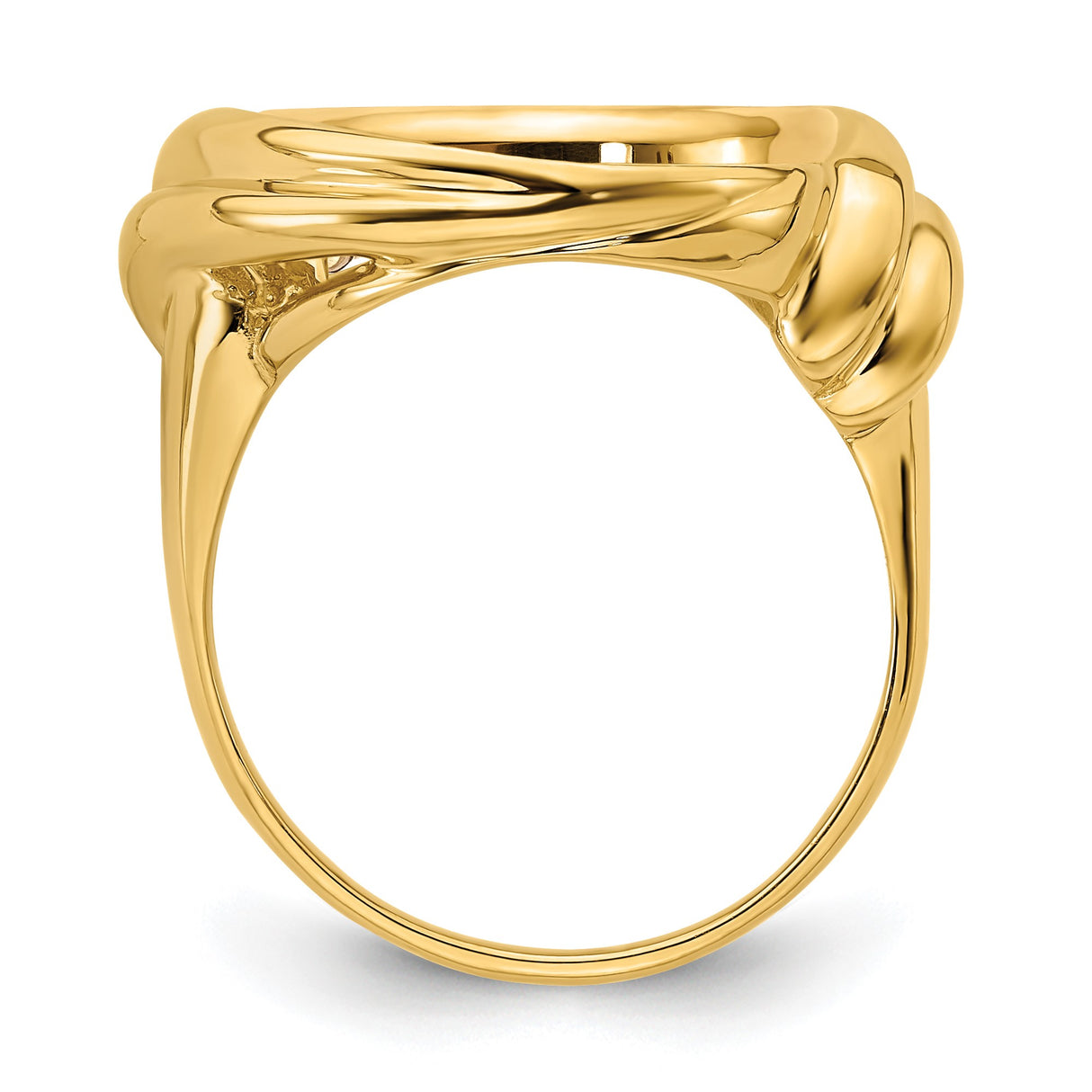 14 mm 14k Yellow Gold coin bezel ring for Canadian $1 Maple Leaf — alternate view