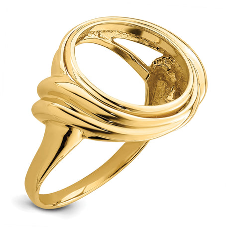 14 mm 14k Yellow Gold coin bezel ring for Canadian $1 Maple Leaf