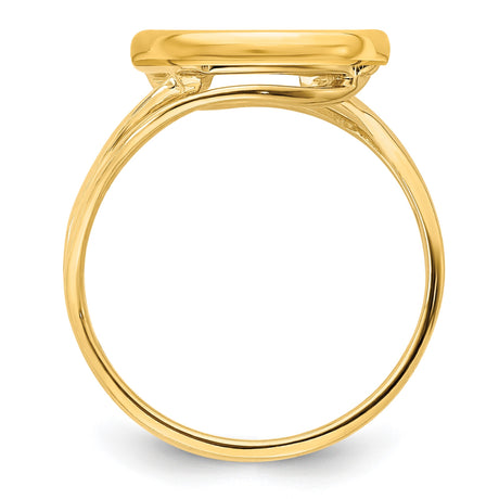 14 mm 14k Yellow Gold coin bezel ring for Canadian $1 Maple Leaf — alternate view