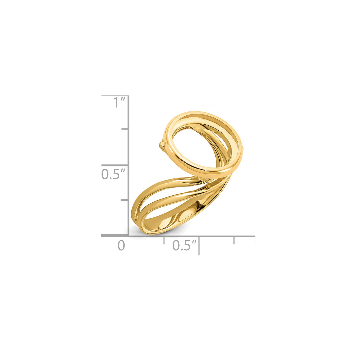 14 mm 14k Yellow Gold coin bezel ring for Canadian $1 Maple Leaf — size reference (ruler)