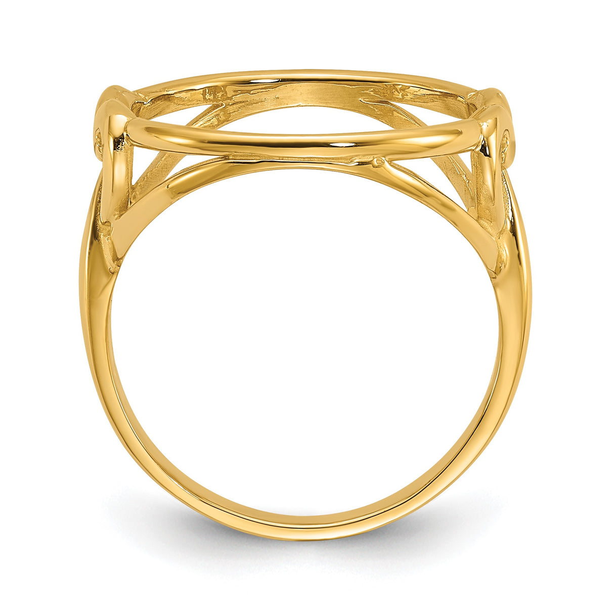 14 mm 14k Yellow Gold coin bezel ring for Canadian $1 Maple Leaf — alternate view