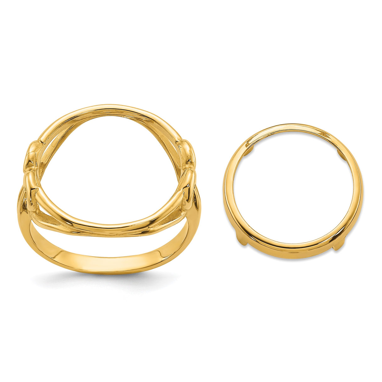 14 mm 14k Yellow Gold coin bezel ring for Canadian $1 Maple Leaf