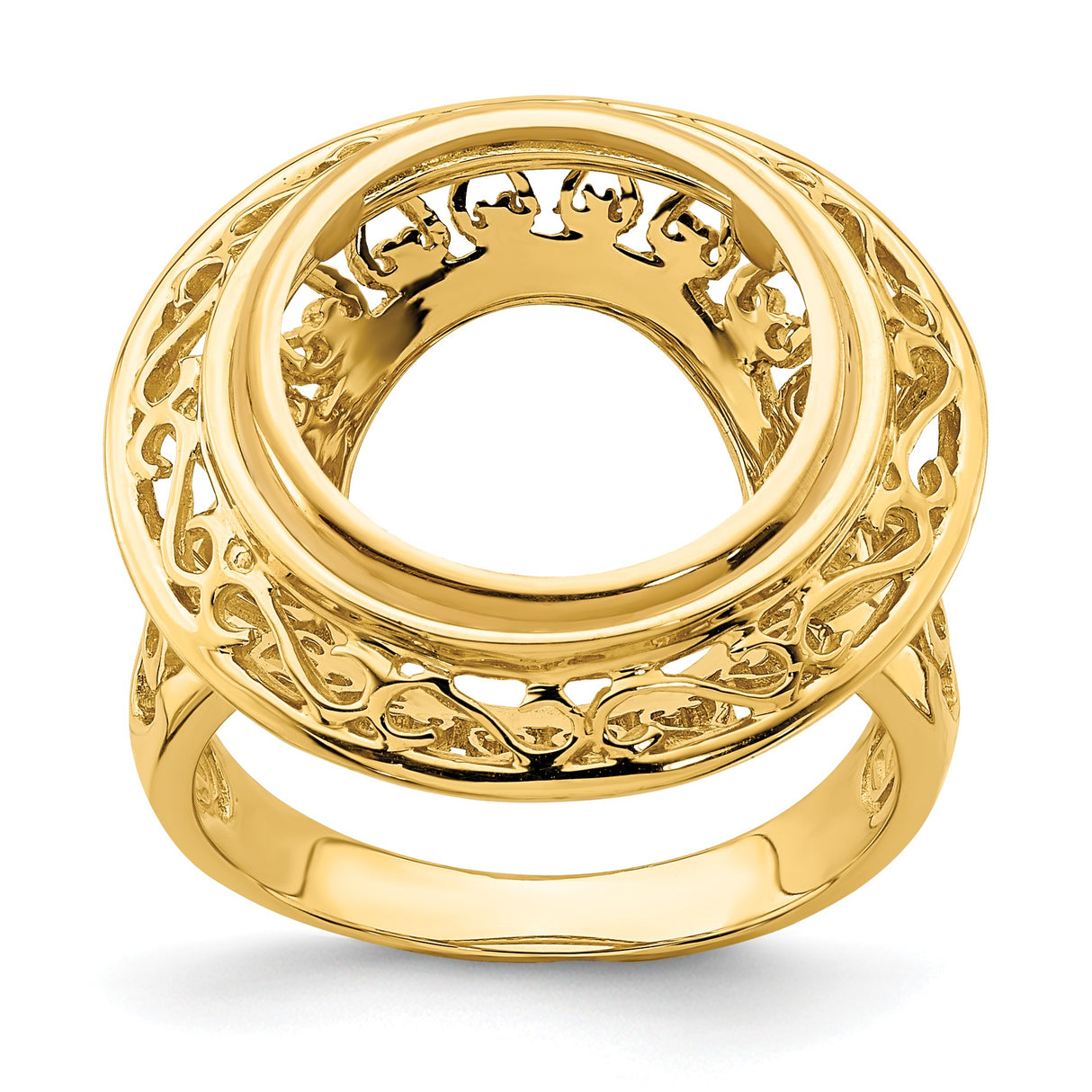 14 mm 14k Yellow Gold coin bezel ring for Canadian $1 Maple Leaf — additional image