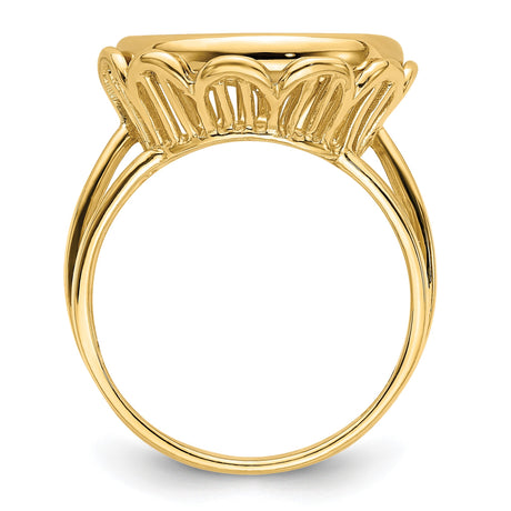 14 mm 14k Yellow Gold coin bezel ring for Canadian $1 Maple Leaf — alternate view