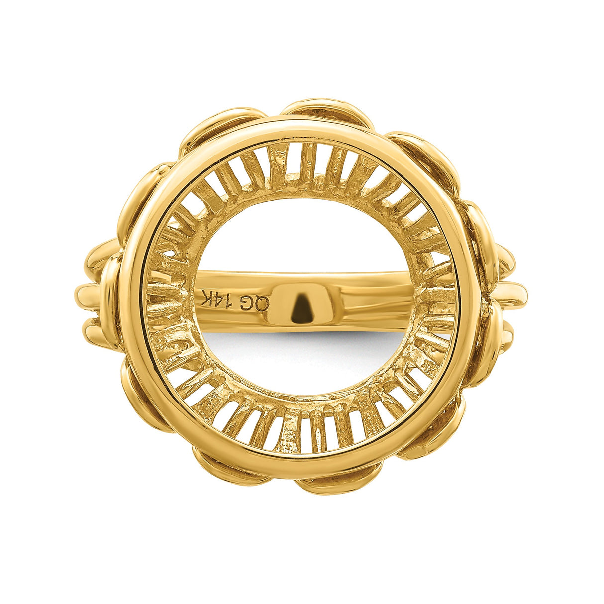 14 mm 14k Yellow Gold coin bezel ring for Canadian $1 Maple Leaf — additional image