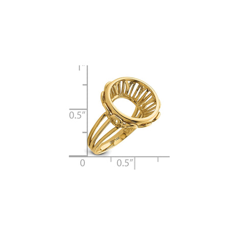 14 mm 14k Yellow Gold coin bezel ring for Canadian $1 Maple Leaf — size reference (ruler)
