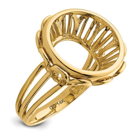 14 mm 14k Yellow Gold coin bezel ring for Canadian $1 Maple Leaf