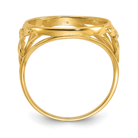 14 mm 14k Yellow Gold coin bezel ring for Canadian $1 Maple Leaf — alternate view