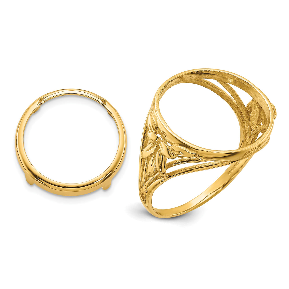 14 mm 14k Yellow Gold coin bezel ring for Canadian $1 Maple Leaf — additional image